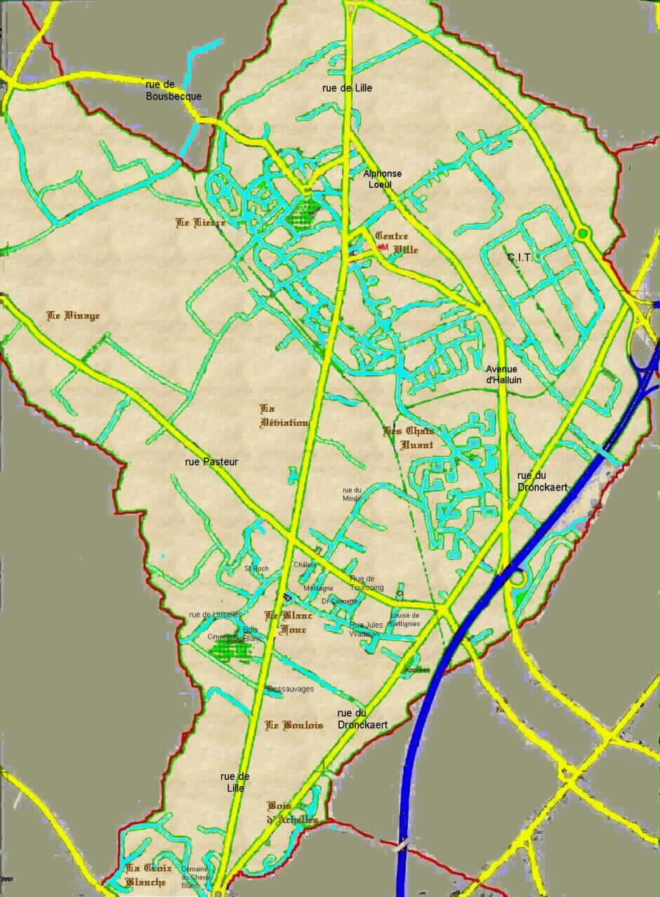 Plan de la ville de Roncq - courtoisie de la Mairie -  